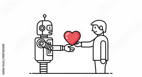 Robot and Human Exchange a Heart of Love, Human Symbol