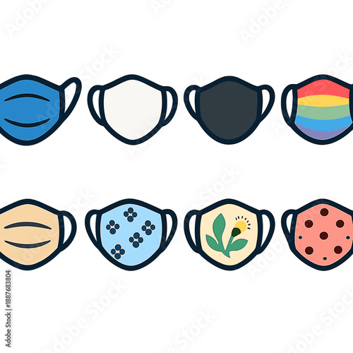 Colorful face masks collection featuring various patterns and designs
