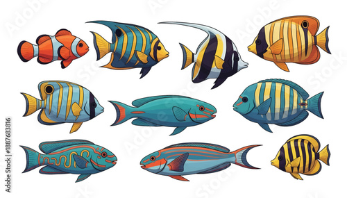 Colorful Tropical Fish Collection.