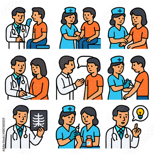 Medical consultation and healthcare interactions with doctors and nurses