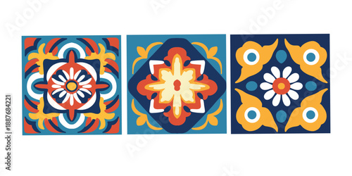 ornamental geometric tiles texture background