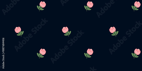 seamless pattern of charming bright pink blossoms