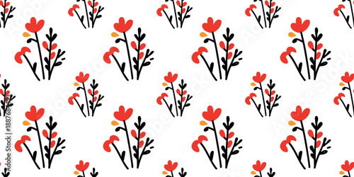 seamless pattern of cute bright flower artwork