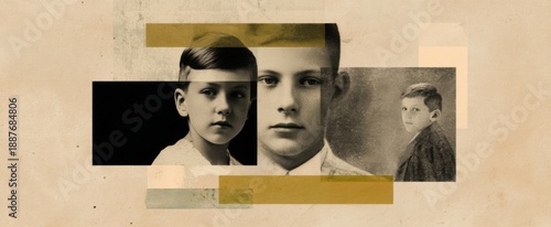 Wallpaper Mural Vintage photo collage evokes nostalgia with layered images and rich textures in a minimalist style. Torontodigital.ca