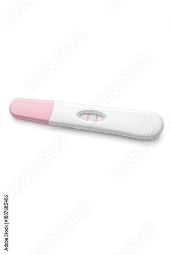 Positive Pregnancy Test Isolated on White Background, Minimal Medical Diagnostic Device