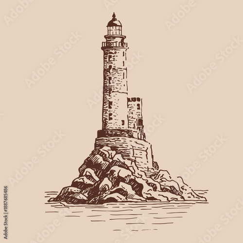 Lighthouse. Hand drawn vector illustration.