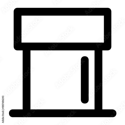 A minimalist line art icon depicting an industrial pipe or valve assembly. This simple black and white illustration features cylindrical sections and a connection flange.