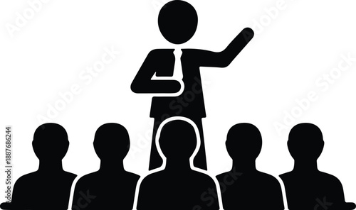 Isolated business man speaking to group of people meeting presentation illustration vector