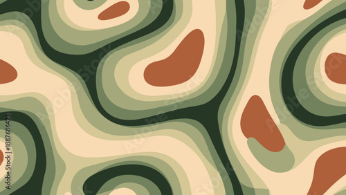 Abstract Topographic Contour Map Pattern, Earth Layers, Organic Shapes, Earth Tones