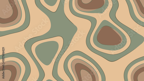Abstract Topographic Contour Lines, Earth Tones, Layered Topography Pattern