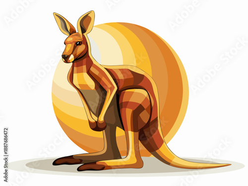 A charming cartoon kangaroo stands proudly showcasing its unique marsupial form
