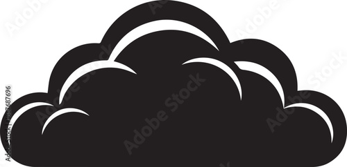 Simple cloud icon black silhouette for weather forecasting or data storage vector illustration