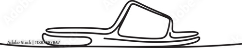 Slide Sandals continuous one line drawing, Women's Water Scout Slide Sandal Line art, one line Art icon drawing vector
