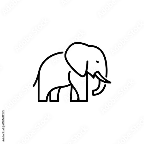 Minimal elephant outline vector icon design for logo app and branding use