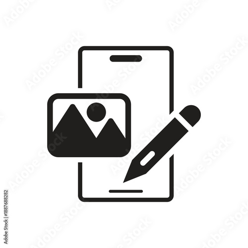 Mobile photo editing app solid icon