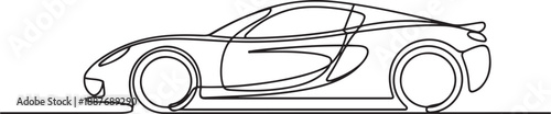 Continuous one line drawing of modern sport car, one line Art icon drawing vector