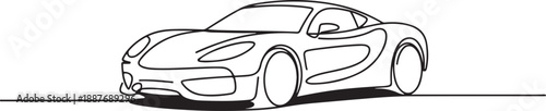 Continuous one line drawing of modern sport car, one line Art icon drawing vector