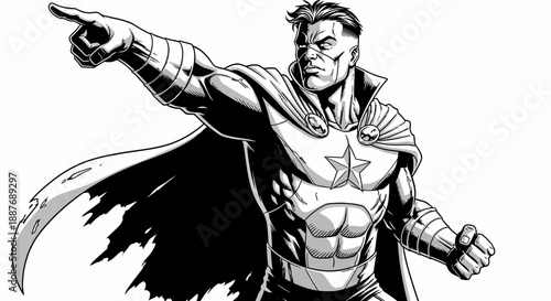 Superhero Character Illustration in Action Pose.