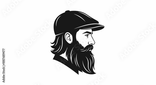 Bearded Man Wearing Baseball Cap Illustration.