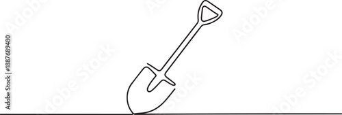 Continuous line drawing of shovel. Shovel linear icon. one line Art icon drawing vector