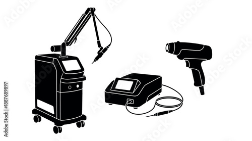 Set of modern laser equipment for aesthetic procedures.