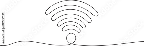 One line drawing illustration of wifi signal for internet. one line Art icon drawing vector