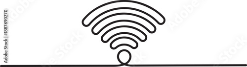 One line drawing illustration of wifi signal for internet. one line Art icon drawing vector