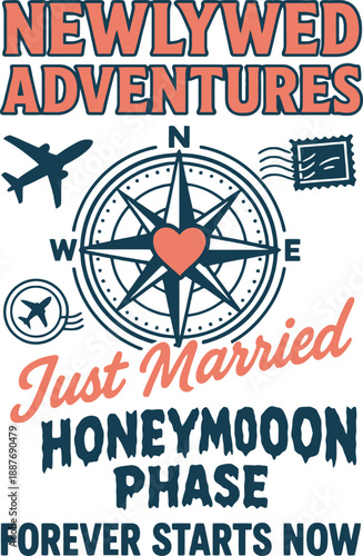 Newlywed Adventures Honeymoon Compass Design