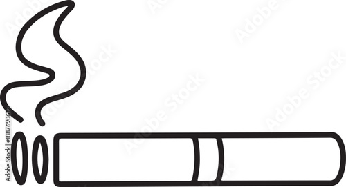 Cigarette Icon Line Art, One continuous single drawn line art. one line Art icon drawing vector