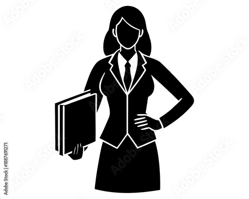 Female Instructor in Classroom Silhouette Vector, Education and Knowledge Concept Illustration