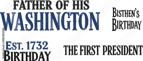 George washington birthday text labels for presidential holiday celebration design vector