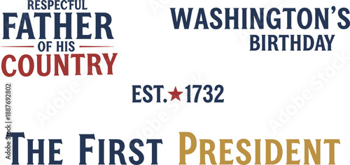 Historical quotes and dates illustration set for george washington vector design elements