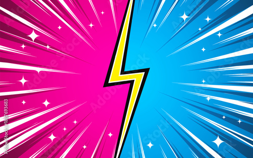 fight vs comic background with radial effect.