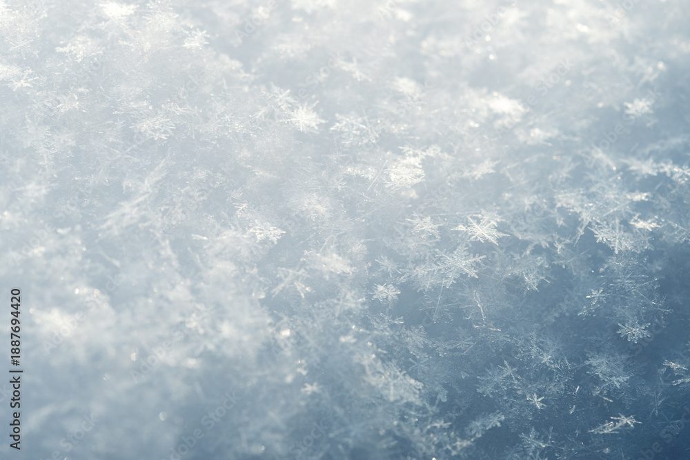 Fototapeta premium Abstract Background with Delicate Snowflakes in Soft Winter Light