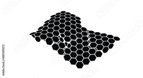 Abstract hexagonal molecular structure with a dark, futuristic feel
