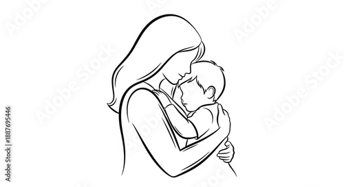Mother holding her baby close in a tender embrace.