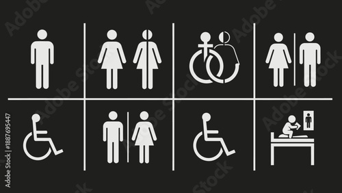 Restroom Signs Icons Symbols Collection.