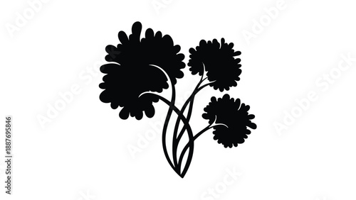 Stylized silhouette of a small cluster of fluffy trees against a white background.