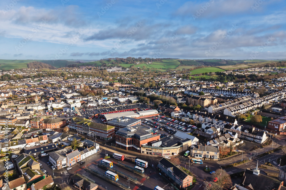 Fototapeta premium Aerial view of Barnstaple, North Devon, UK