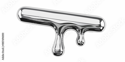 Reflective chrome liquid dripping creating a smooth metallic and flowing effect