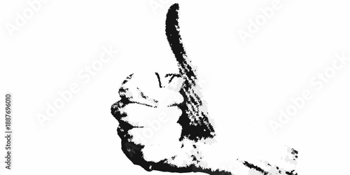 A black and white illustration of a hand giving a thumbs up gesture