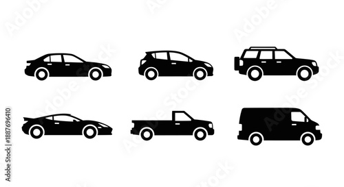 Collection of Diverse Vehicle Silhouettes.