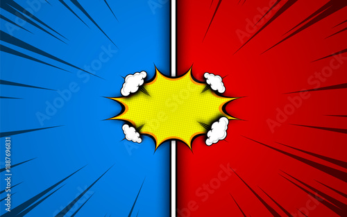 Comic versus pop art battle background. Vector illustration.