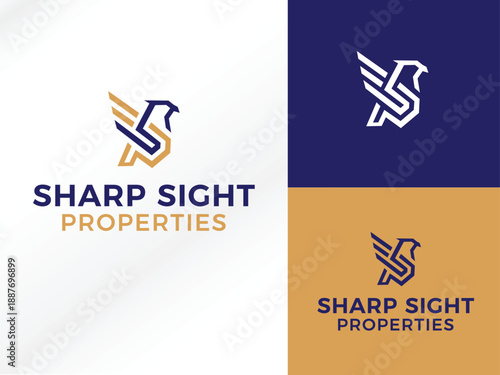 Geometric Eagle Letter S Real Estate Logo Design