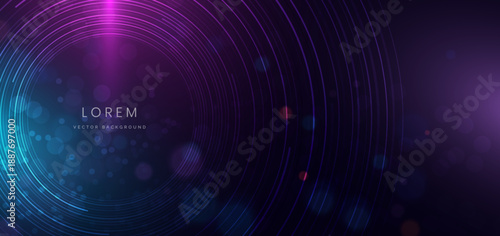 Abstract circles lines glowing background. Technology futuristic speed movement concept.
