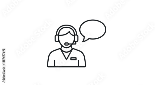 Customer service operator with headset and speech bubble icon