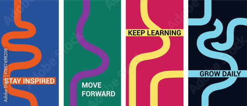 Vibrant abstract poster with flowing shapes in warm colors featuring colorful, fluid wavy lines for a dynamic, modern feel, motivational design typography for creative wall art