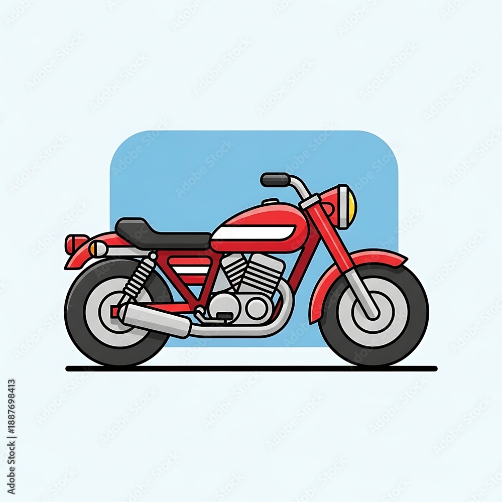 Fototapeta premium Red motorcycle on blue background.