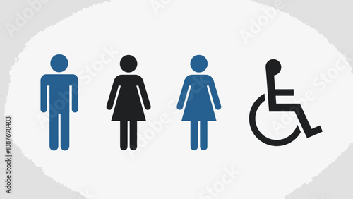 Restroom Signs For Men Women And Disabled Access.
