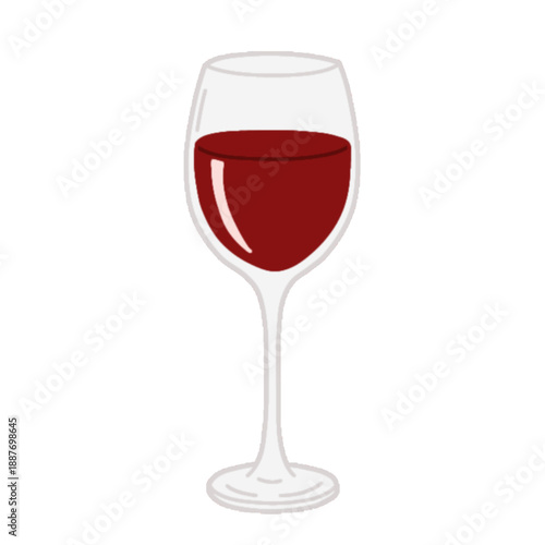 Red Wine Glass Illustration Isolated on Gray Background